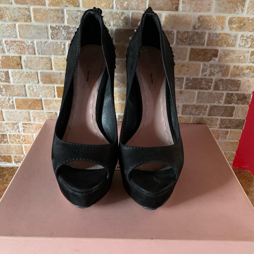 Black Suede Miu Miu Shoes Sz9